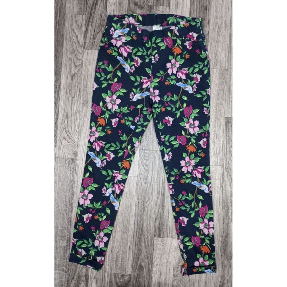 Time And Tru Womens Size XS (0-2) Birds Floral Skinny Pull On‎ Cropped Pants